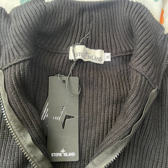 Stone Island Ribbed Cardigan in Black - Picture 6 of 8